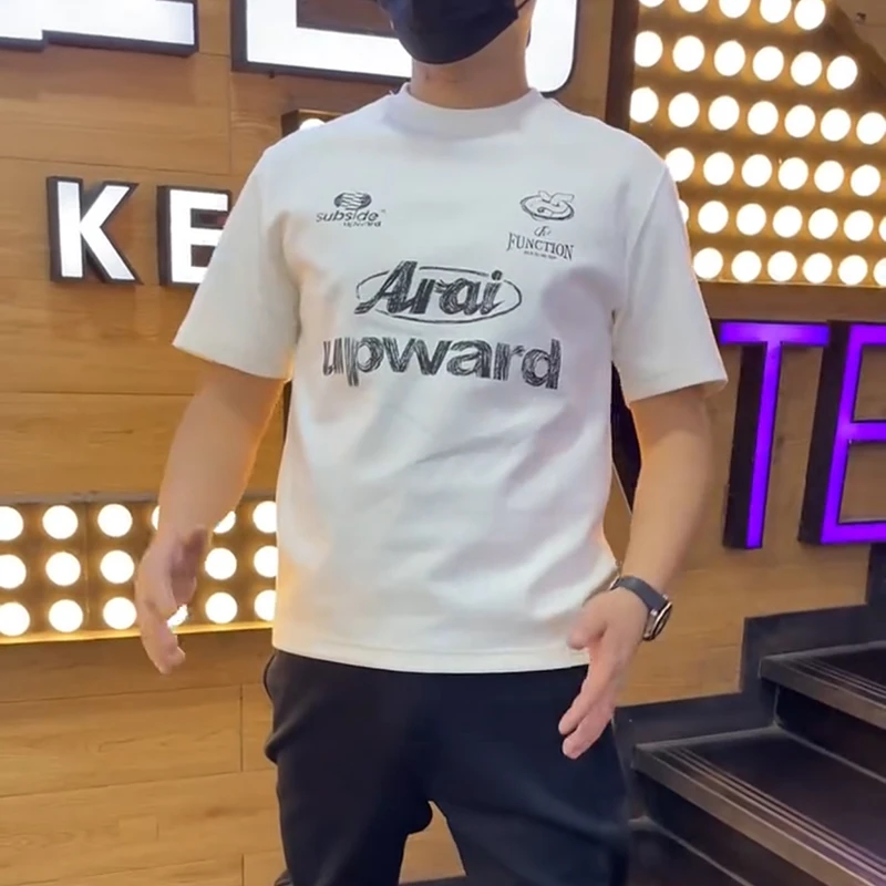 2025日常夏季厚款短袖T恤透气百搭半袖情侣男士简约圆领运动潮流