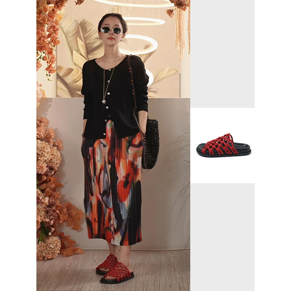 Y【叭哒不惑】 镂空低跟编织休闲透气夏季凉拖鞋平底沙滩鞋