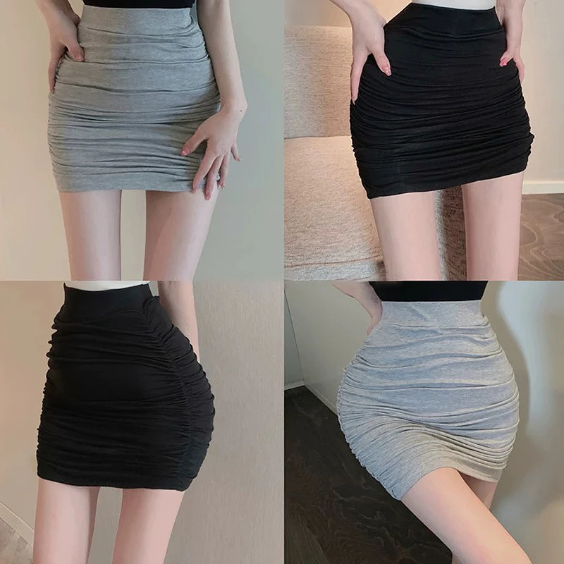 Moses Queen/魔西女王性感紧身辣妹褶皱短裙防走光高腰显瘦半身裙