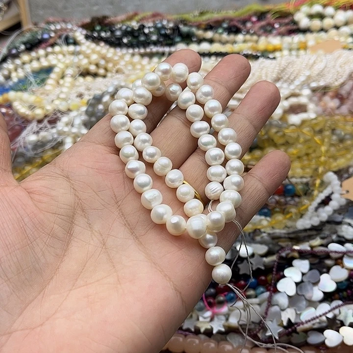 玛瑙/玉髓珠宝半成品未镶嵌一条7mm左右珍珠