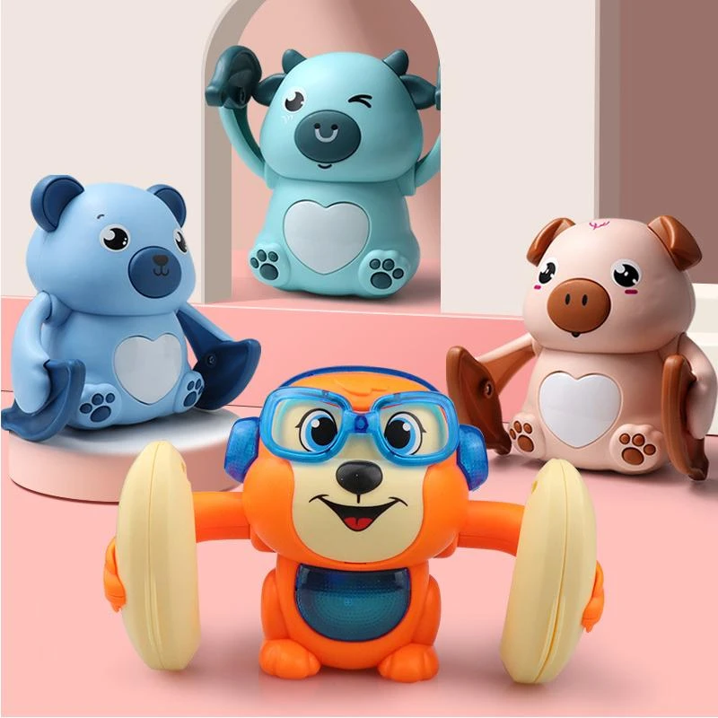 电动翻滚猴子 玩具声控感应灯光音乐翻斗小猴子 地摊玩具