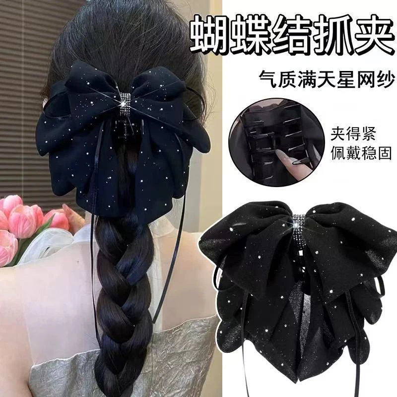 法式森系女头饰休闲风抓夹发卡蝴蝶结发夹夹子气质弹簧夹顶夹饰品