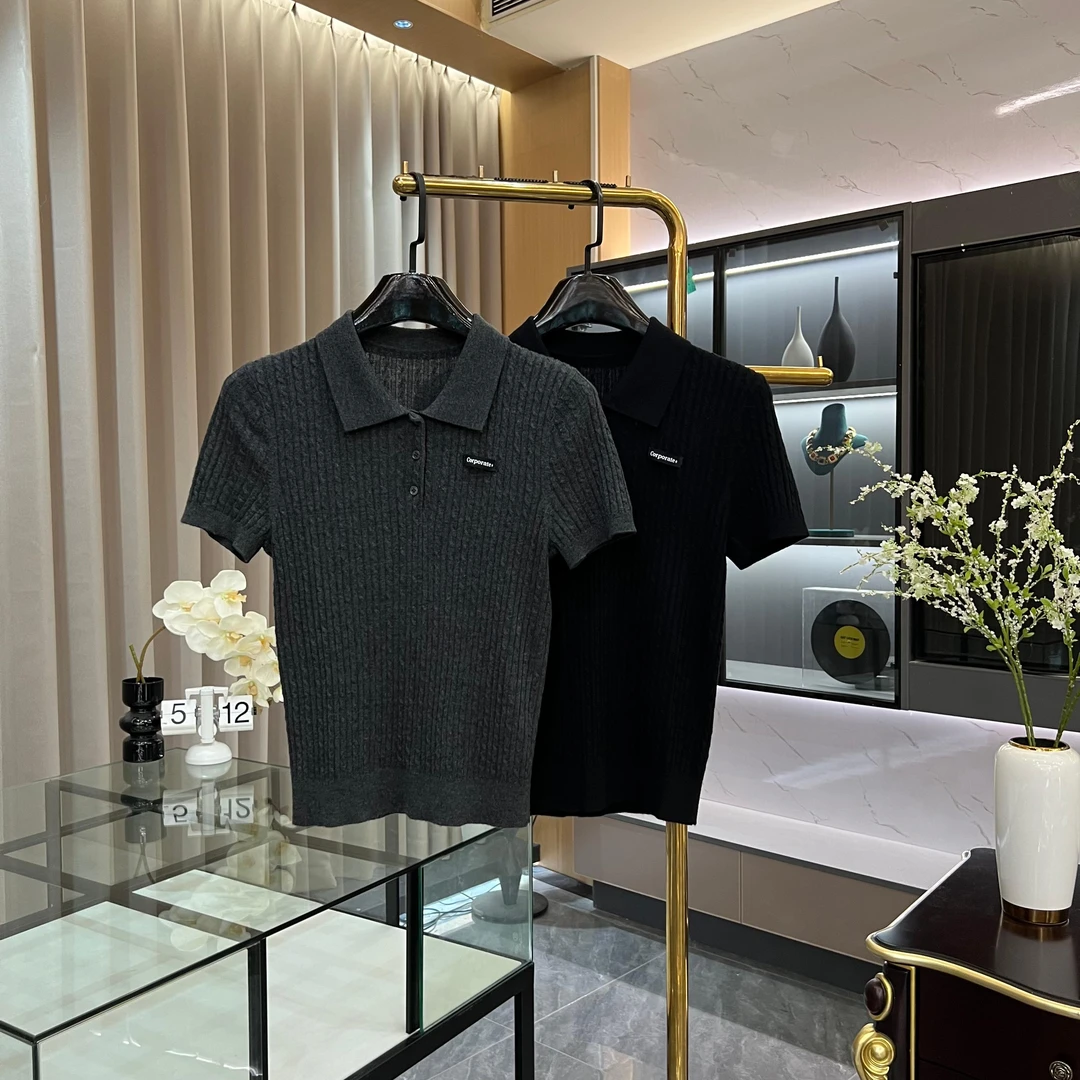 女款简约Polo针织衫短T时尚百搭薄款上衣GK-112