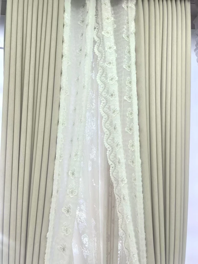 【源头工厂厂家】可可蛋奶奶茶色高端雪尼尔高温定型窗帘侧纱卧室