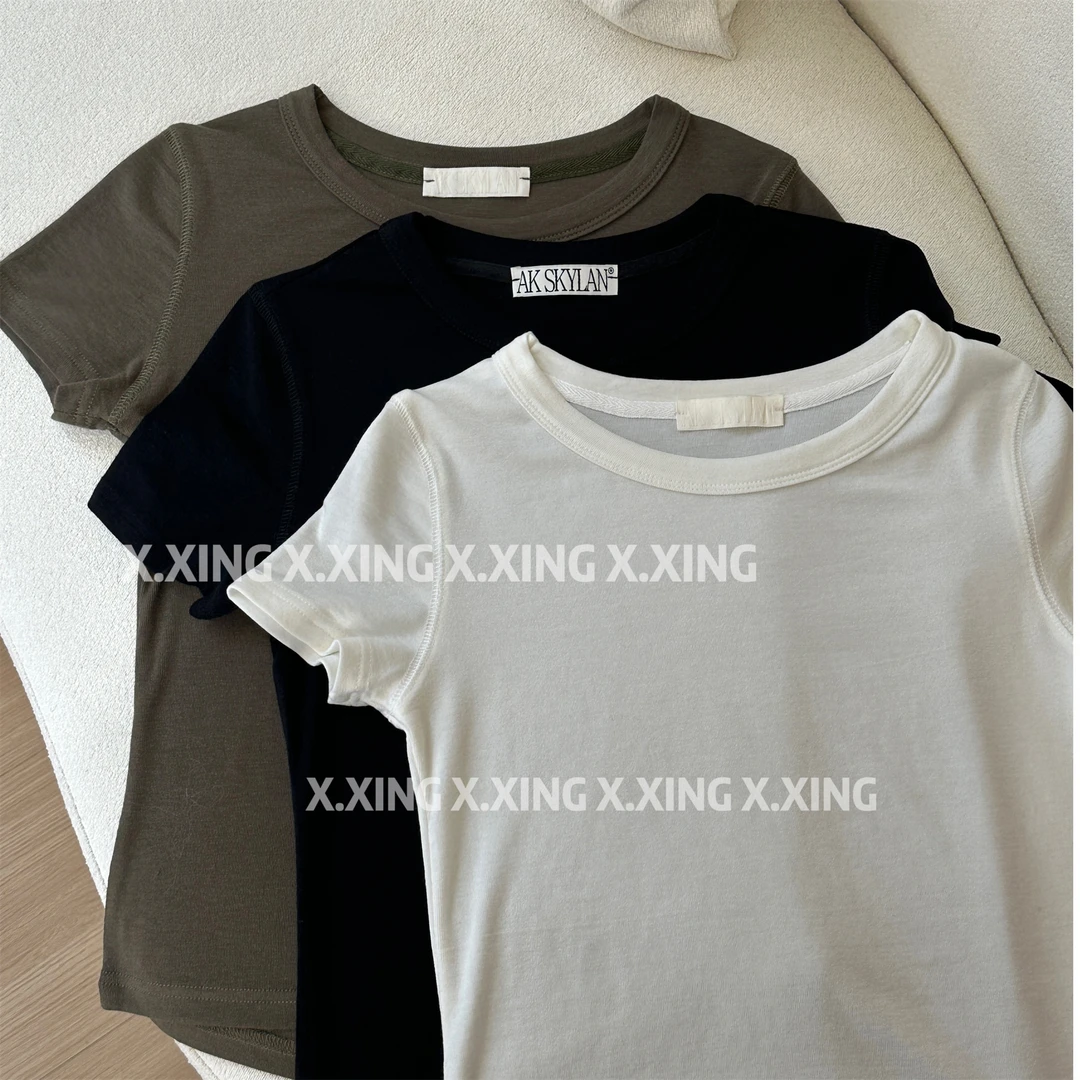 X.x.春夏新款百搭显瘦极简修身纯色短袖T恤衫C03-85155