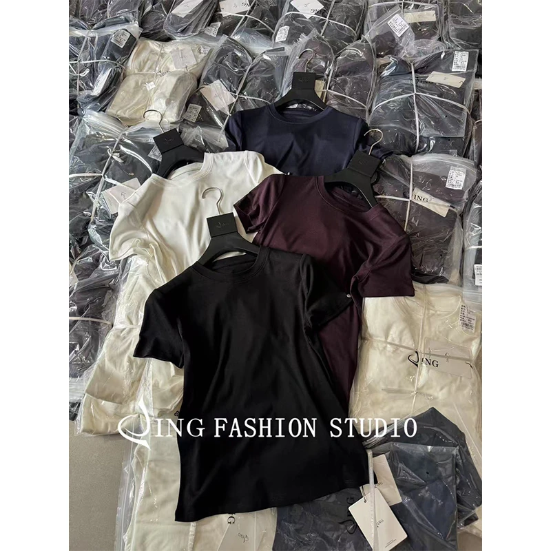 《升级版百万打底》JING6060纯色短袖T恤舒适百搭女士