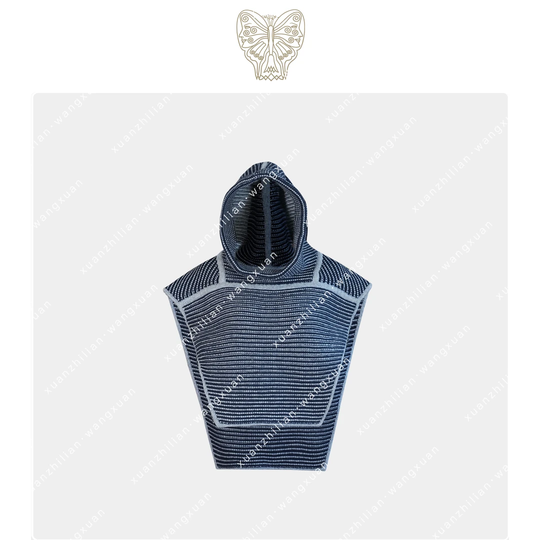 璇之恋·王璇皮特马甲藏蓝色100%绵羊毛针织王璇原创设计