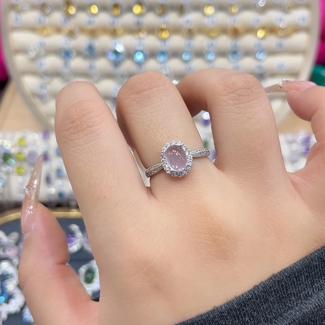 戒指银S925镶嵌芙蓉石