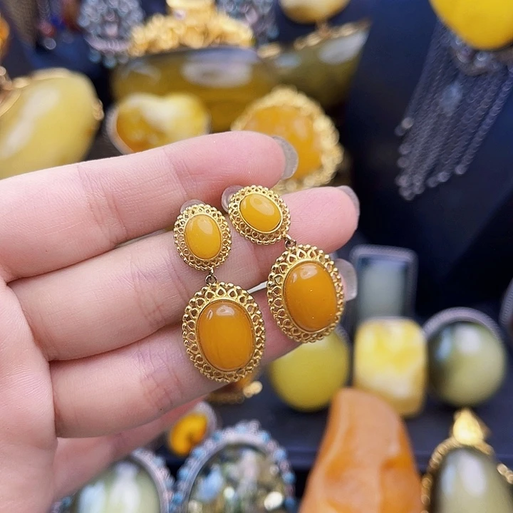 琥珀银S925镶嵌裸石