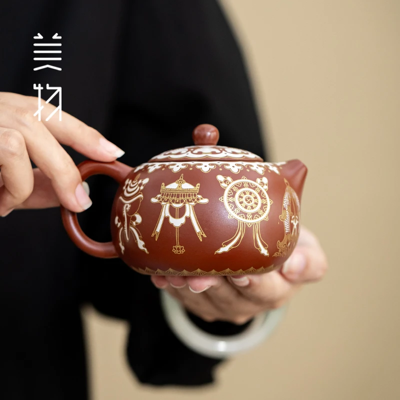 宜兴紫砂朱泥禅之莲西施壶高档凤鸣家用送礼大红袍茶壶泡茶壶