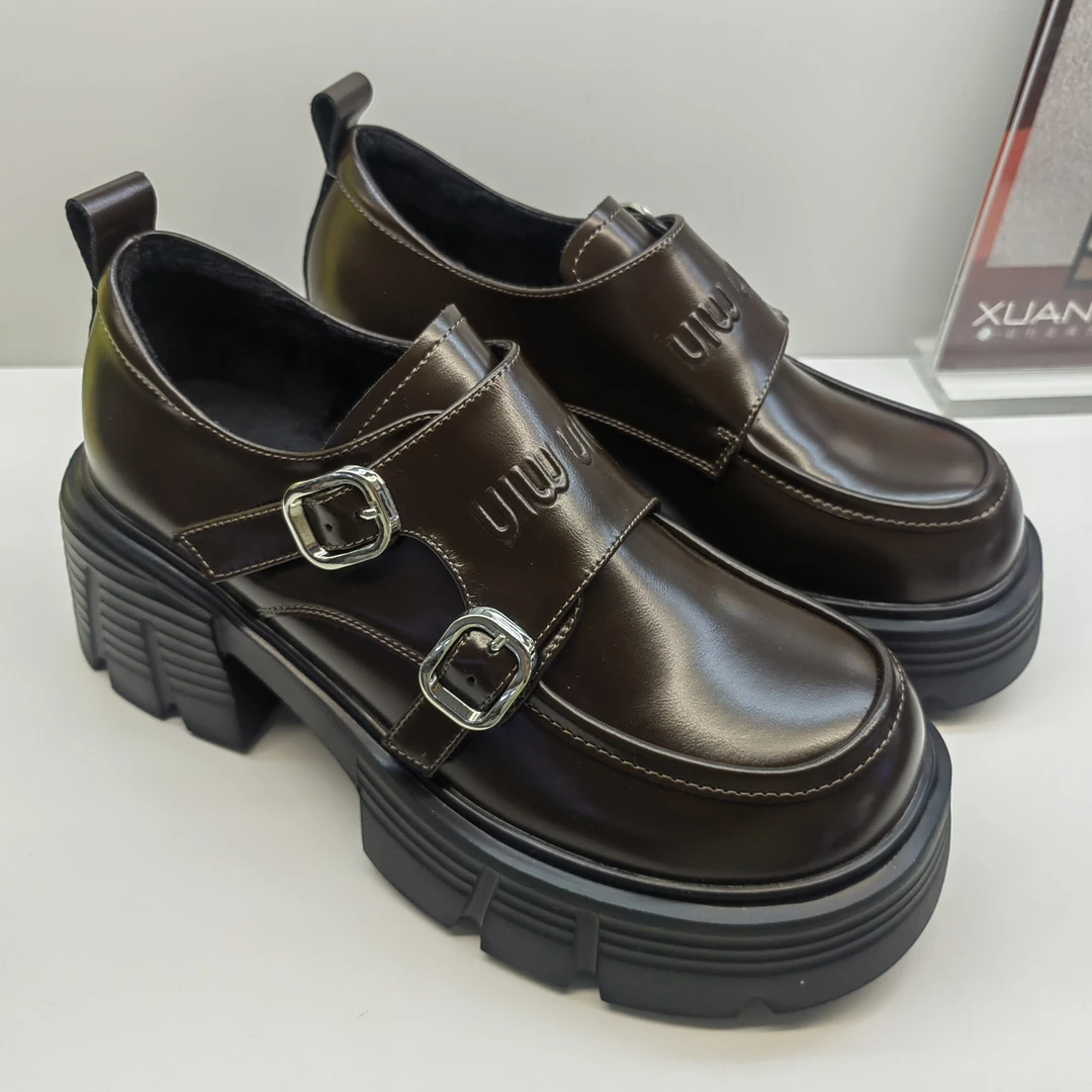 轩美诗4522-30072专柜正品厚底百搭加绒英伦风乐福女鞋