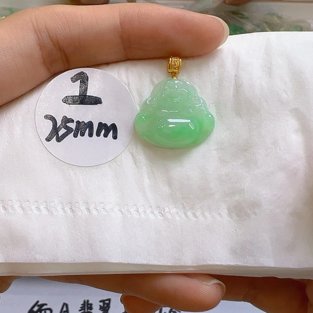 翡翠18K金镶嵌吊坠(不含链)翡翠