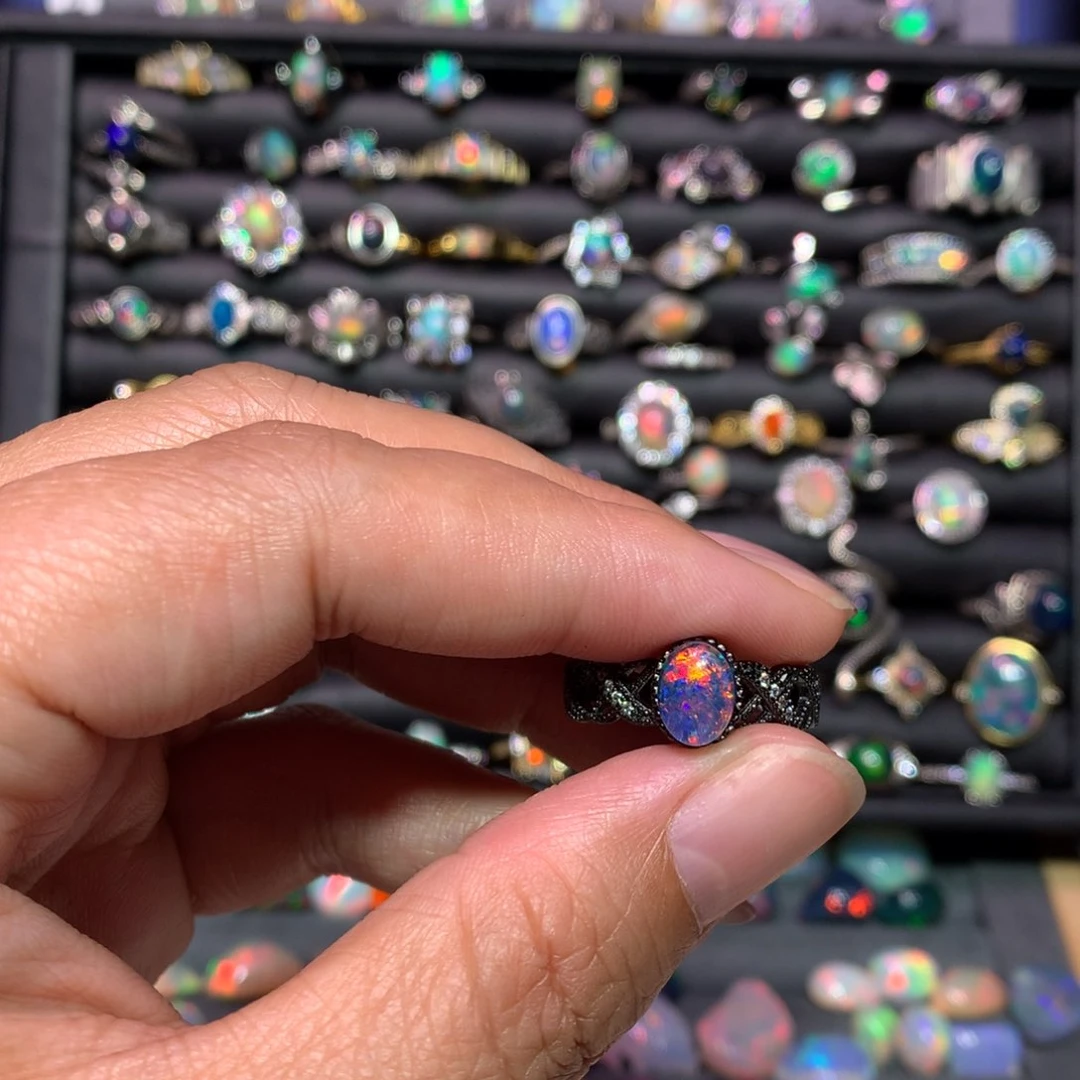 欧泊澳洲欧泊戒指银S925镶嵌用****9