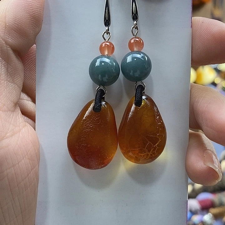 蜜蜡未镶嵌耳饰耳饰