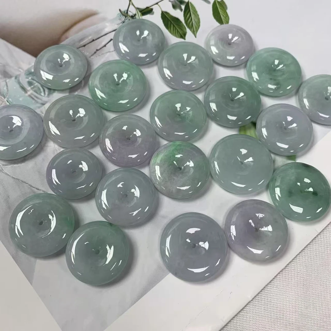 天然A货翡翠淡色春彩男女同款平安无事平安扣玉坠-多样性发其一