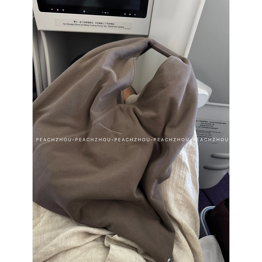 『PEACHZHOU』数字日历印花手提三角托特包休闲单肩腋下帆布挎包