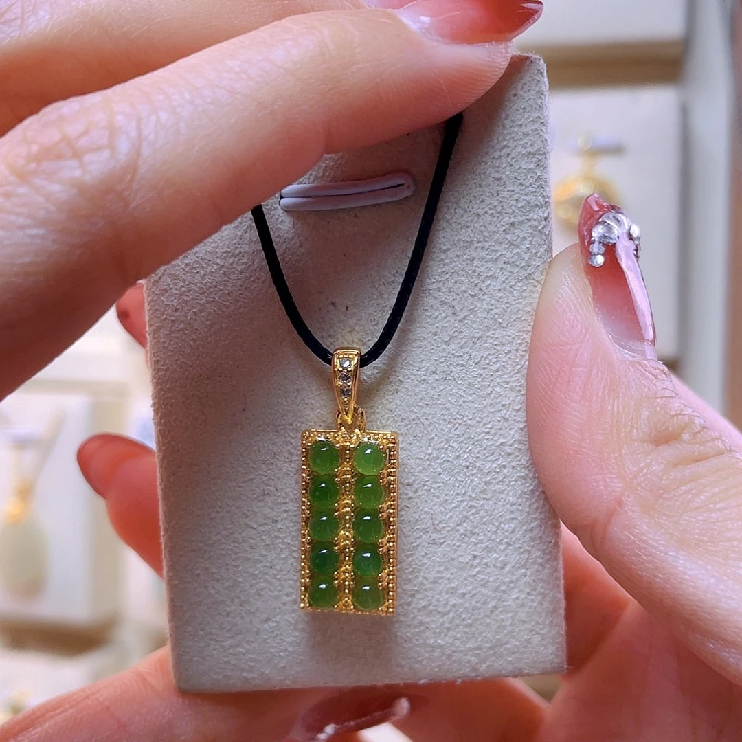 和田玉吊坠(赠链)银S925镀金镶嵌青****