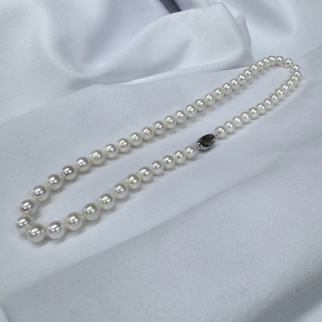 【高货-毕业款】7-8mm天然淡水珍珠项链S925银元宝扣气质时尚经典