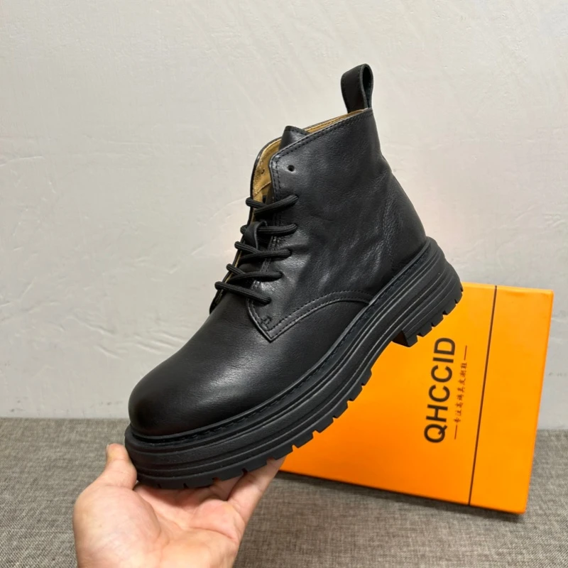 马丁靴男2025秋冬新款高帮鞋男时尚休闲皮鞋男加绒保暖棉鞋男短靴