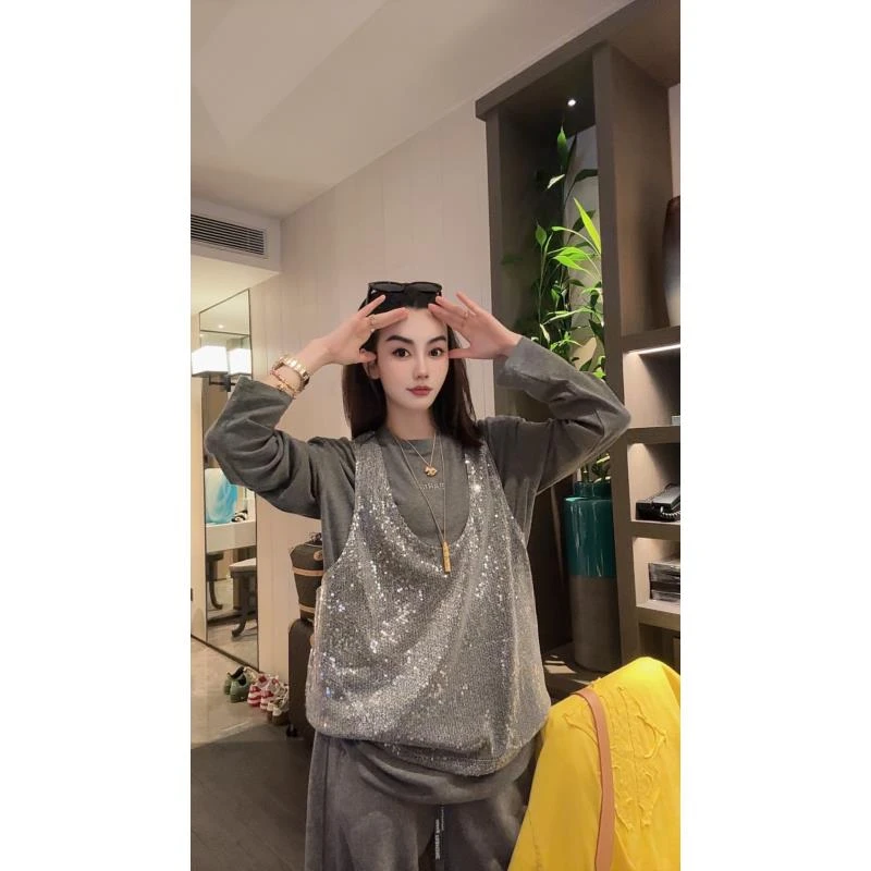 新款、亮片马甲两件套123