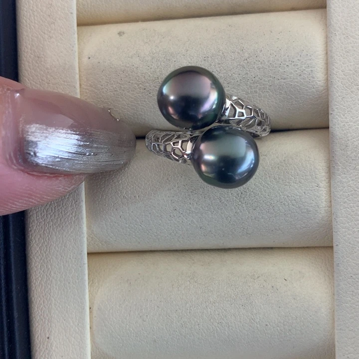 银S925镶嵌戒指海水珍珠