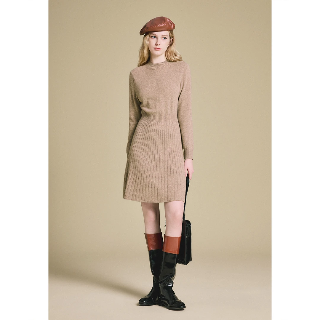 【100%山羊绒】PSALTER诗篇冬新款时尚山羊绒气质连衣裙6C65106243