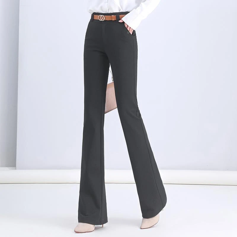 喇叭裤子女2025春季新款高腰显瘦直筒裤百搭休闲职业西裤微喇裤