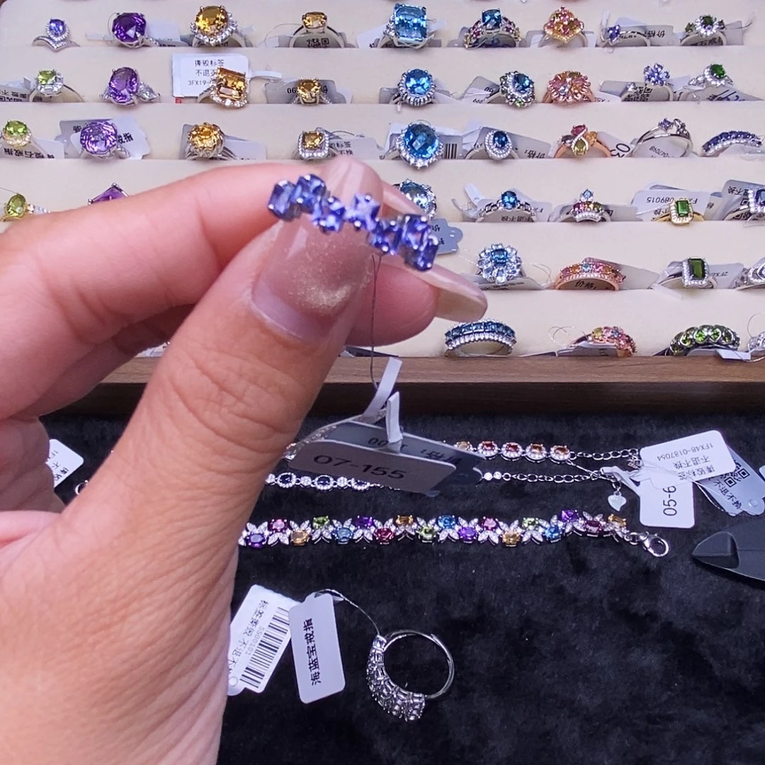 戒指坦桑石银S925镶嵌