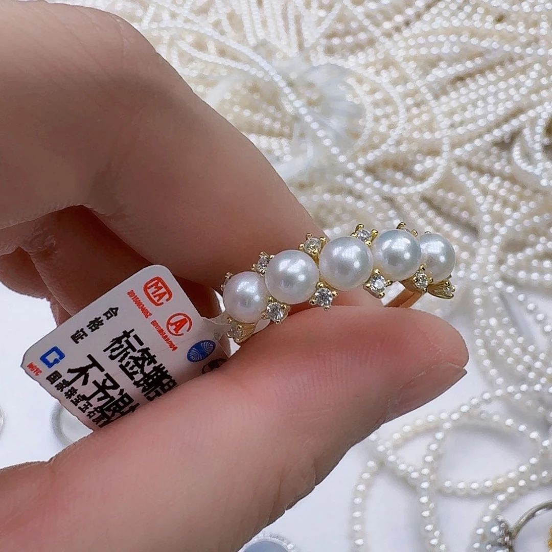戒指银S925镶嵌淡水珍珠