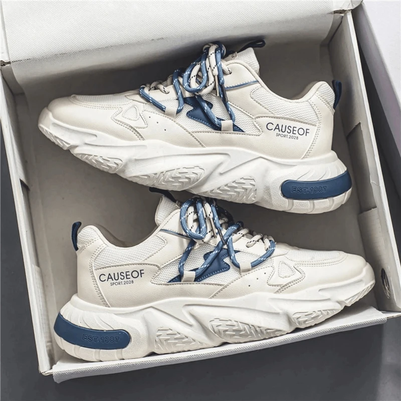 025RF男鞋新款春季网面春季休闲百搭增高青少年运动潮流透气厚底