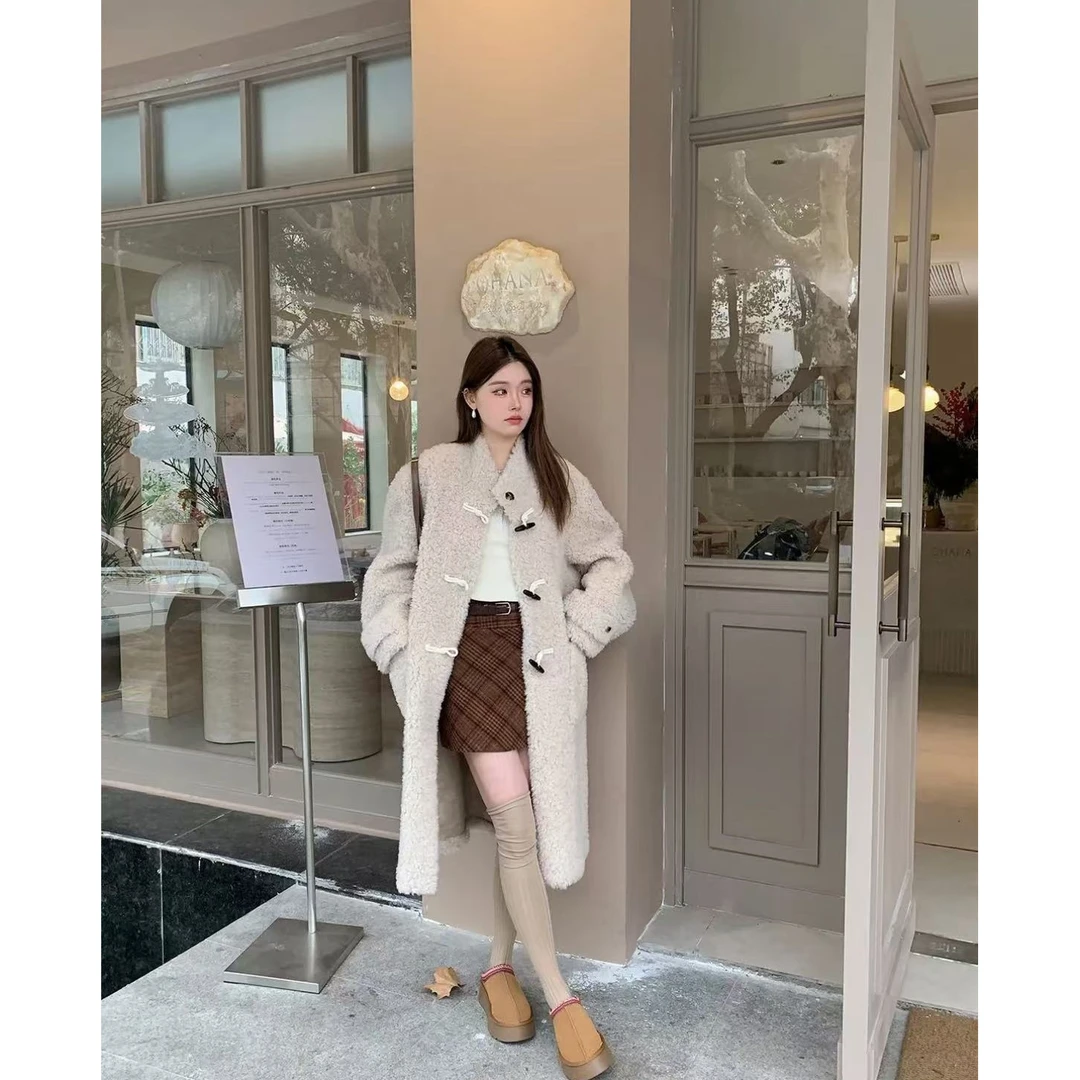 亦雯【巡游半岛】纯羊毛羊剪绒皮毛一体皮草中长冬季宽松外套女