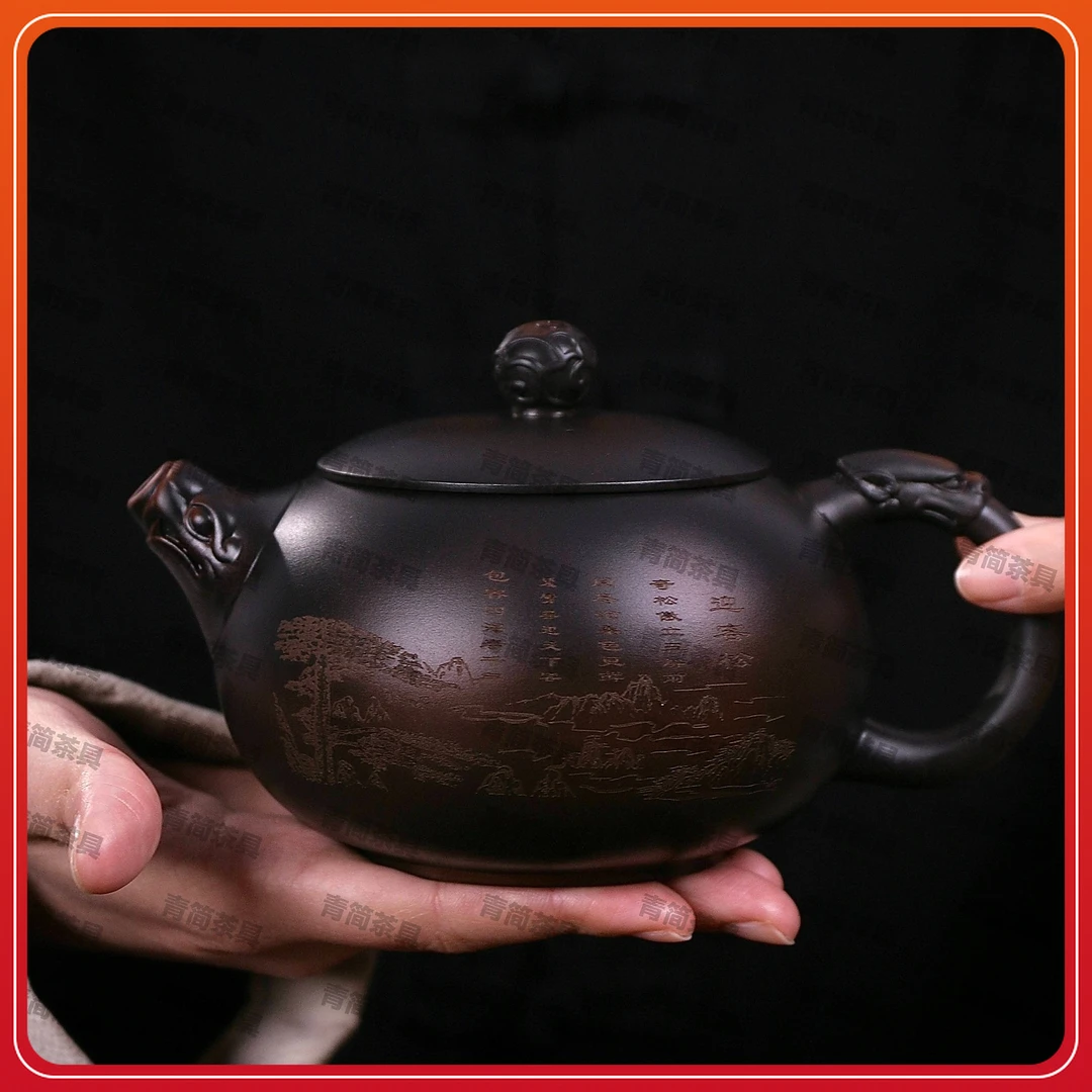 紫陶迎客松龙珠西施大容量中式茶壶（星凯）DY34（备）