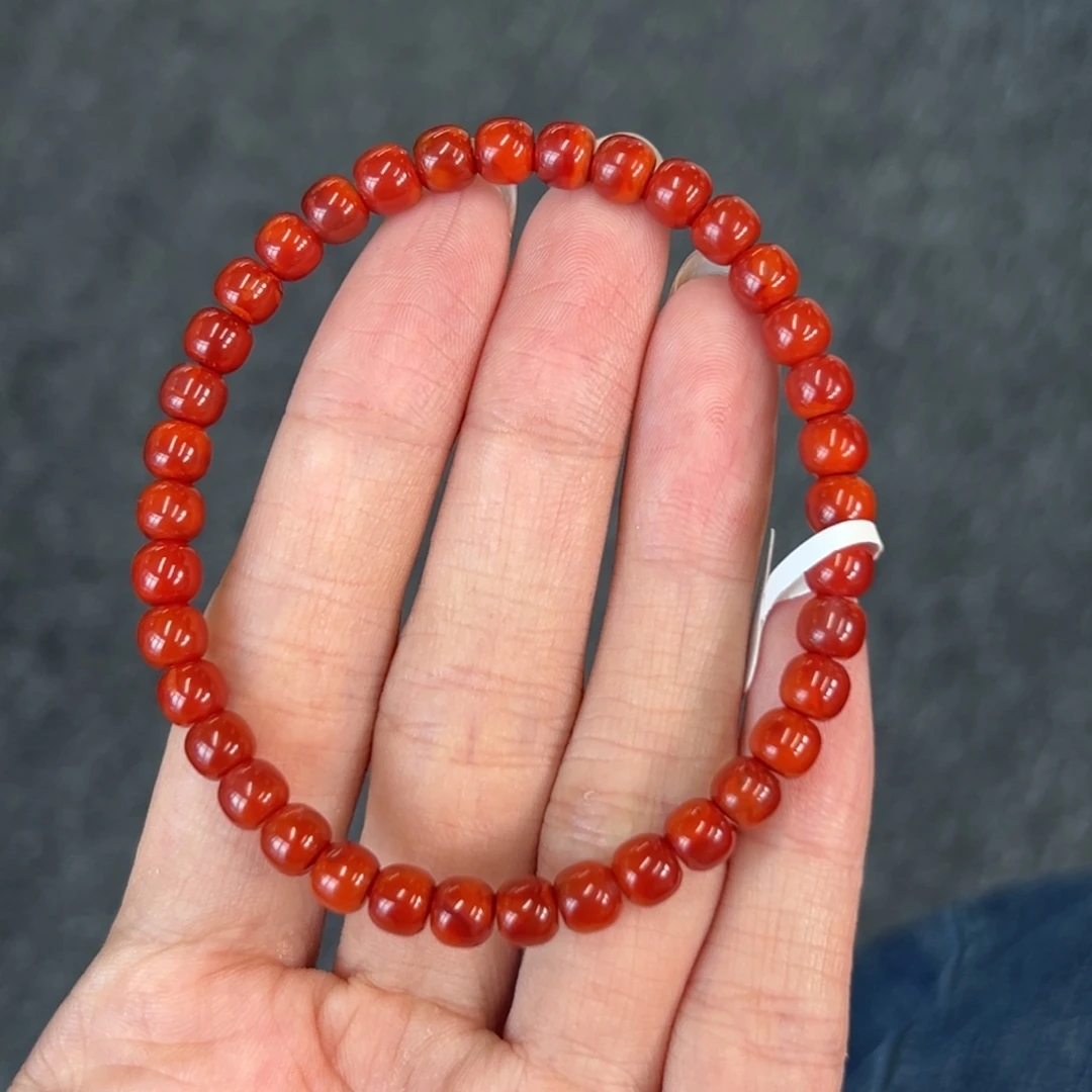 未镶嵌手串南红玛瑙瓦西牛血红手工珠手串5.5mm