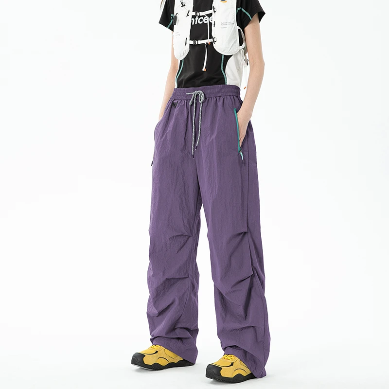 工装裤男女轻薄速干户外休闲运动伞兵裤宽松跳舞阔腿长裤夏季冰丝