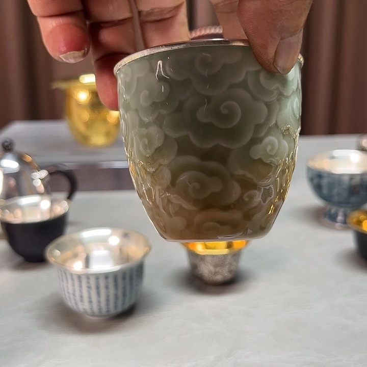 李小鹤瓷包银主人杯祥云杯19克