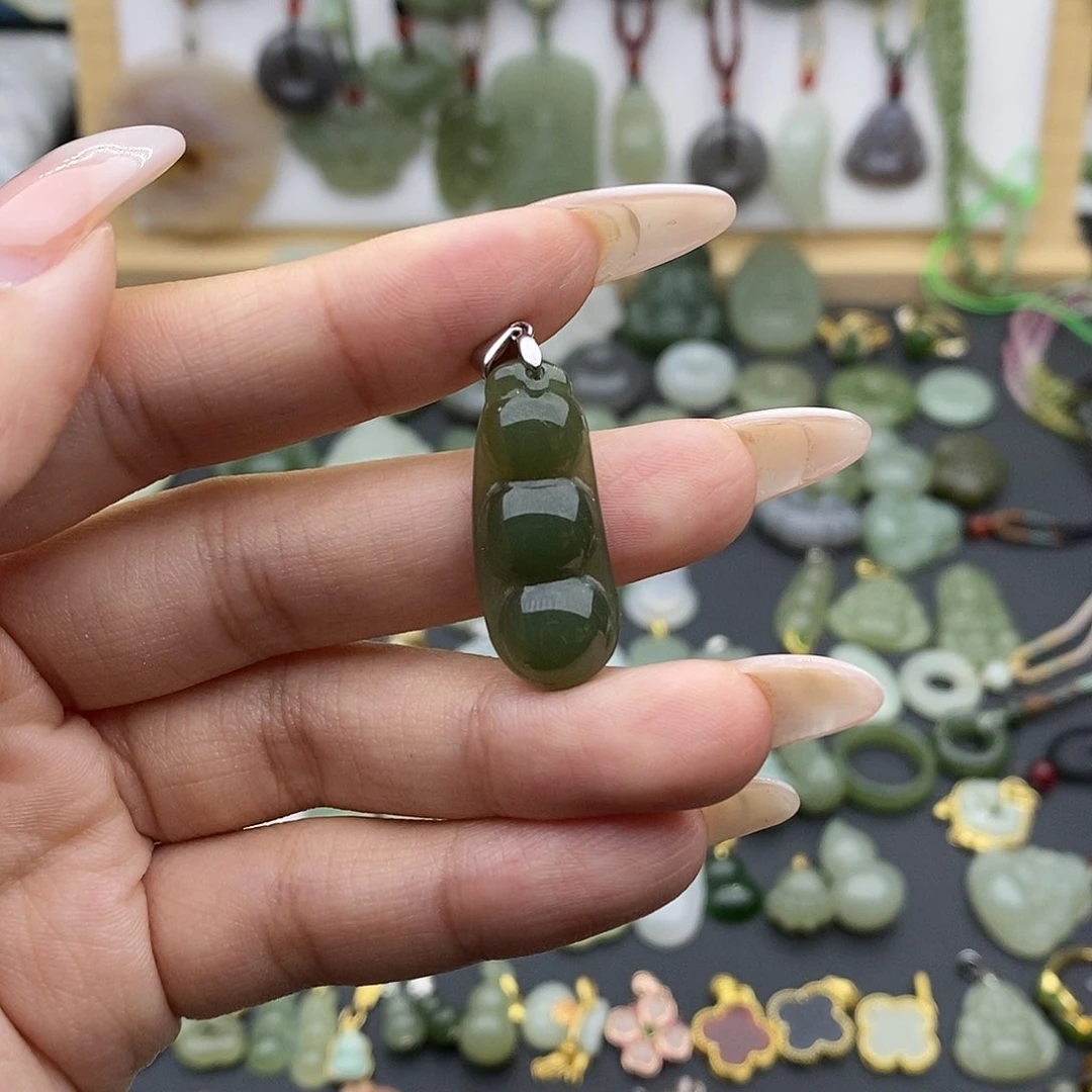 和田玉吊坠(不含链)银S925镶嵌