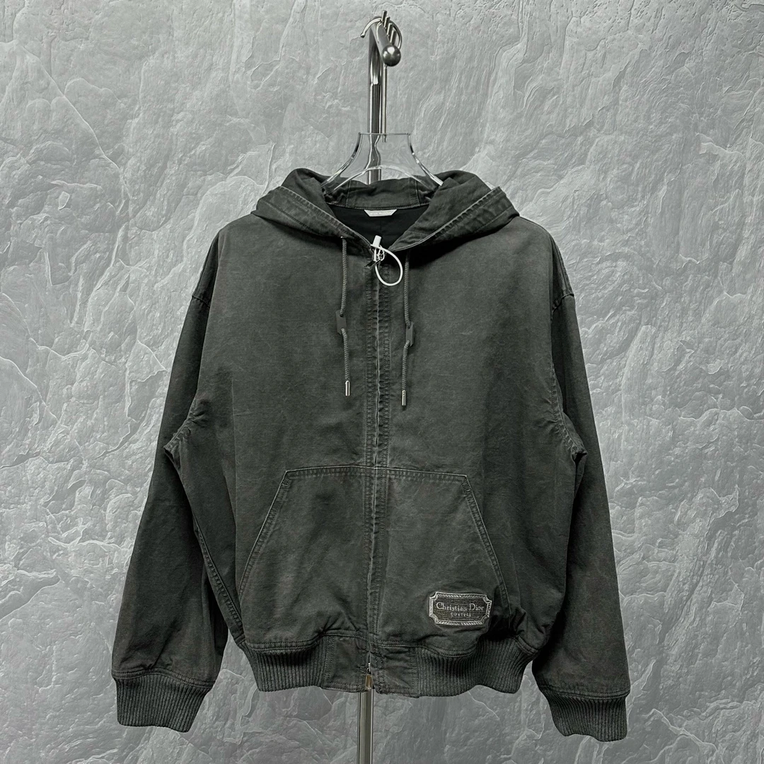 未使用 DIOR/迪奥 刺绣标语水洗连帽牛仔外套 46码 J00751