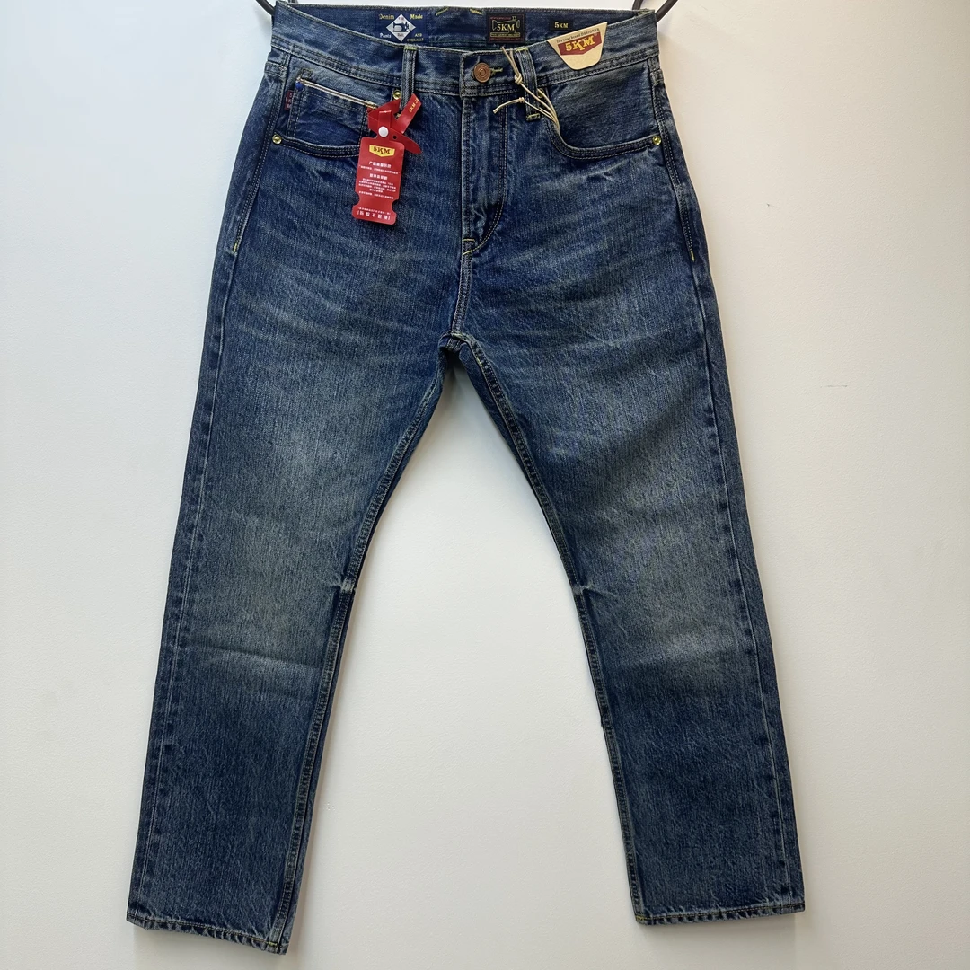 KM8025赤耳丹宁牛仔裤四季款13盎司男士501版型宽松直筒魅蓝色