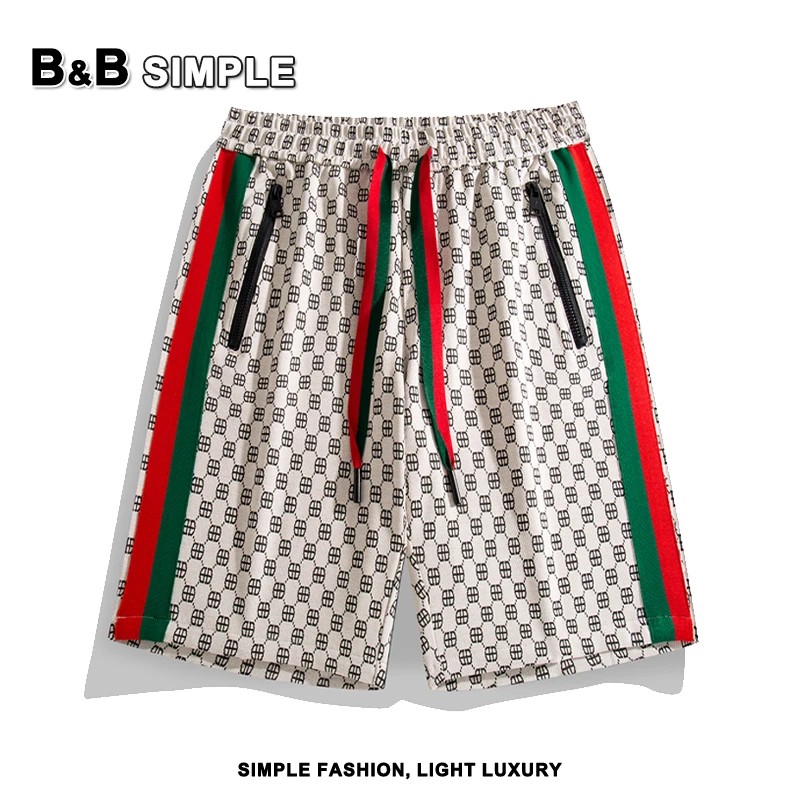 B&B simple 铭品潮奢短裤男款夏季欧洲站2025新款男士五分沙滩裤
