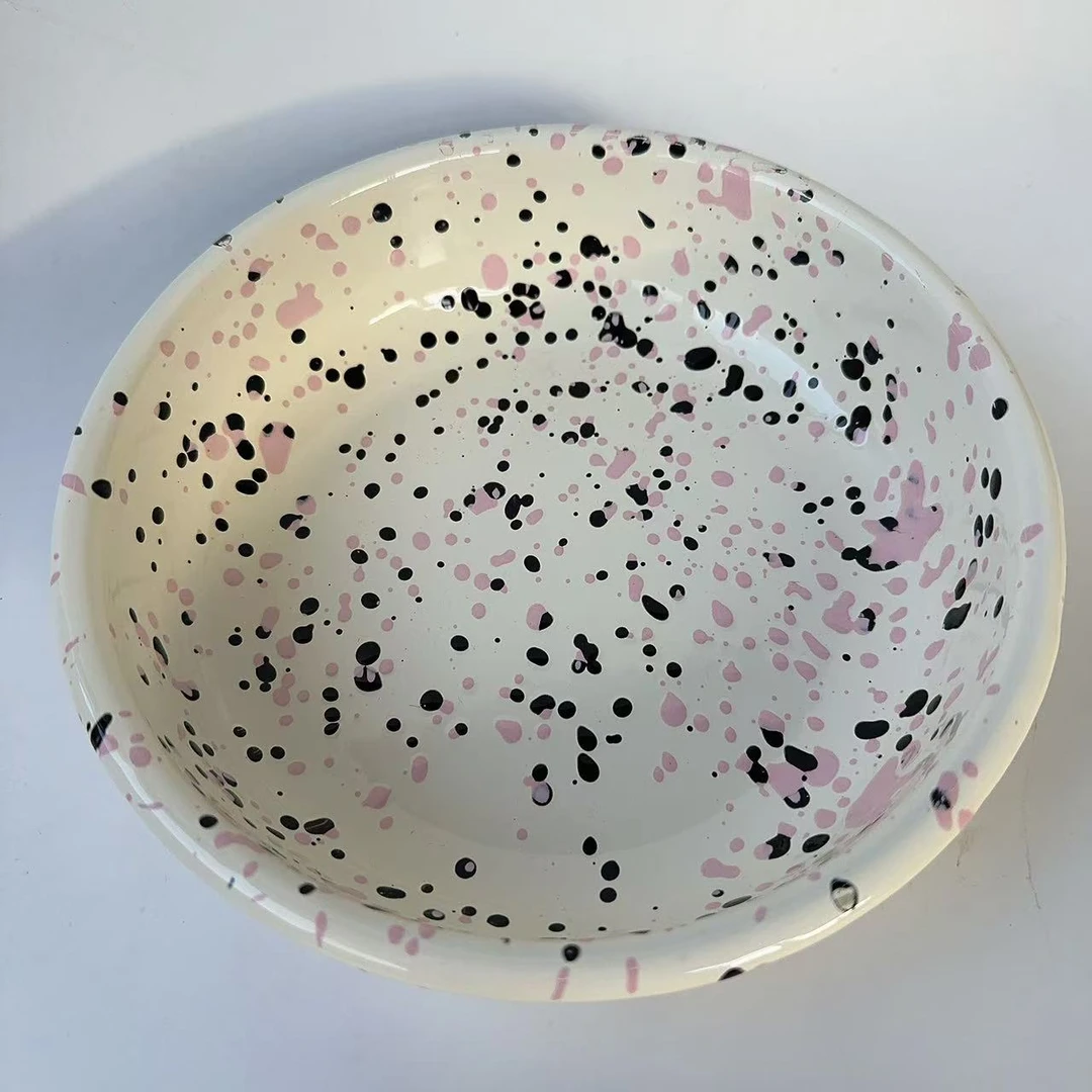 【小王子】 黑粉套装泼墨水果零食盘（配盖）