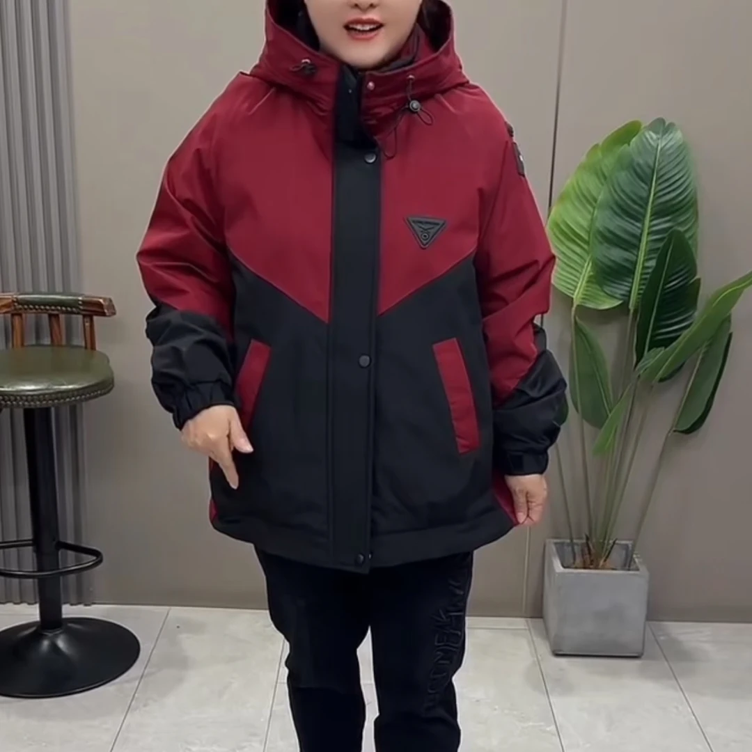 067梵#大码时尚常规秋冬连帽宽松长袖拉链运动保暖户外休闲外套