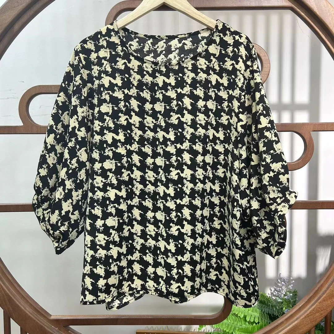 3914夏季新款千鸟格时尚优雅减龄小衫QZ