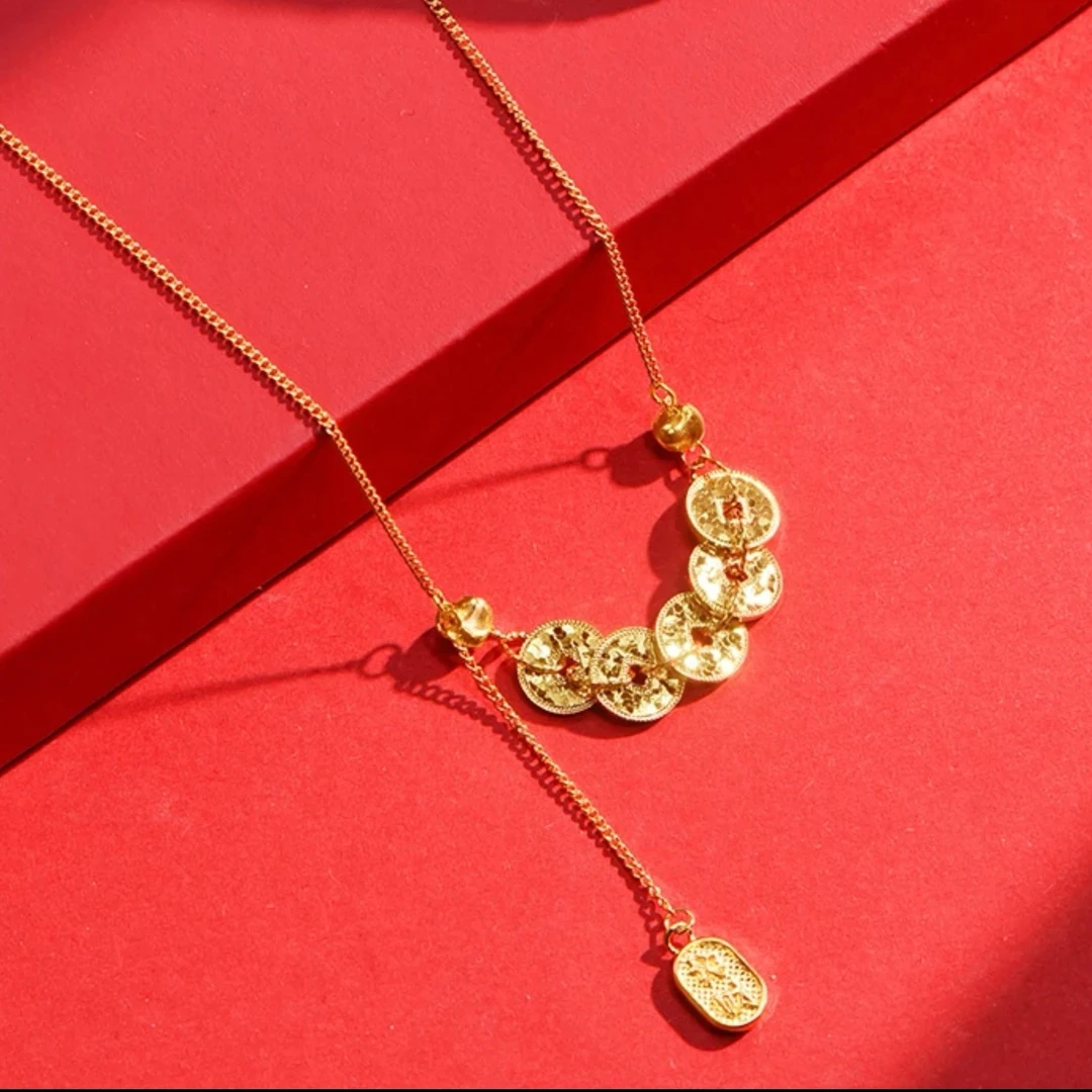 坠链均足银 足银999.9碎冰冰五帝钱币套链T395