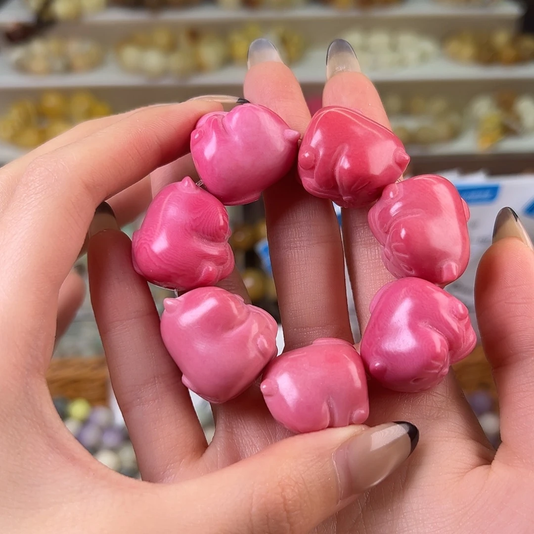 菩提根/象牙果吊坠瑕疵粉仓鼠手捻一串