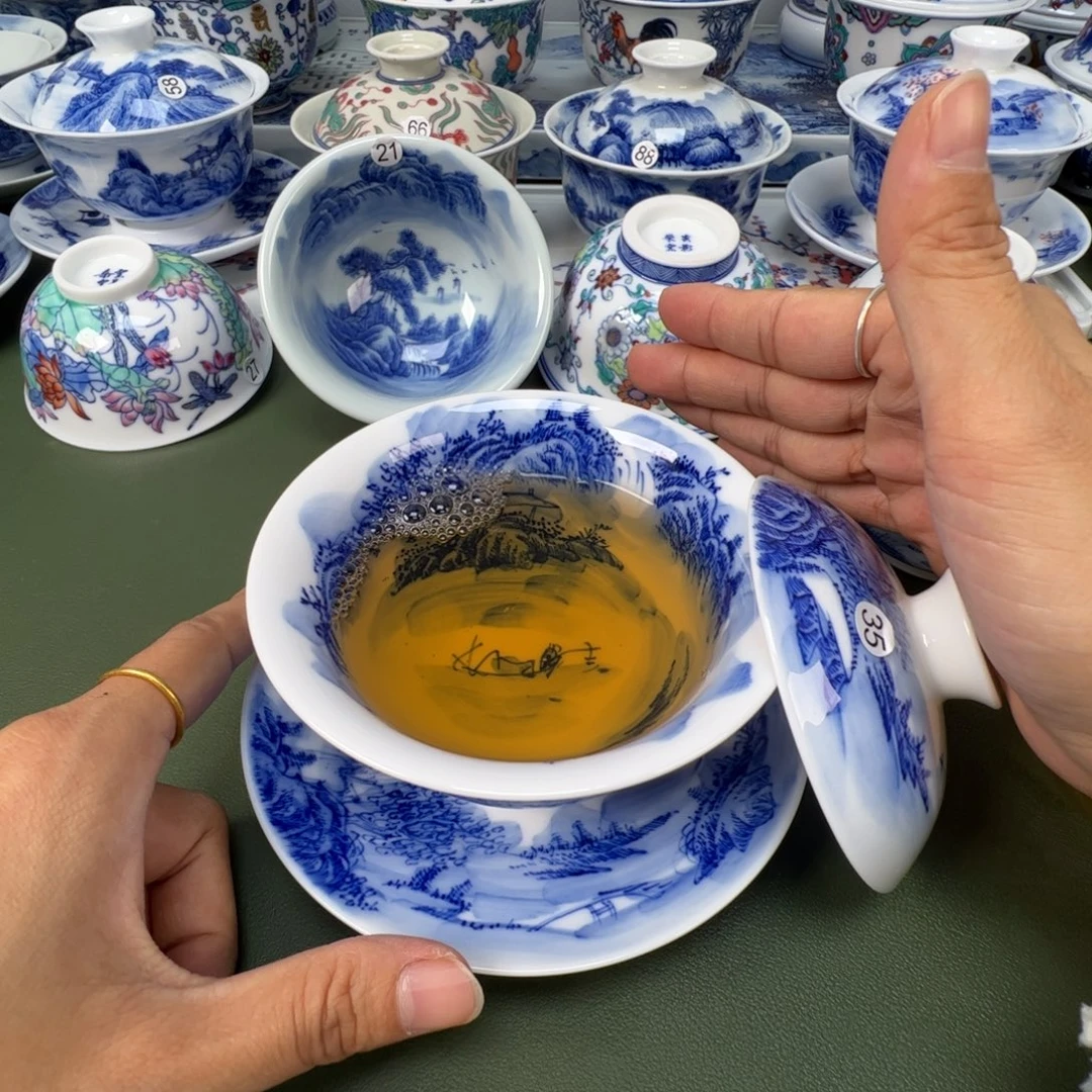 陶瓷景德镇纯手工纯手绘茶具木木35