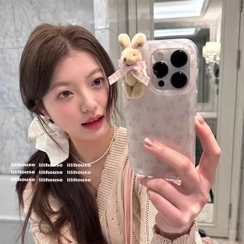 ins韩系小碎花适用苹果16Pro大孔15手机壳14卡通13套12少女11新款