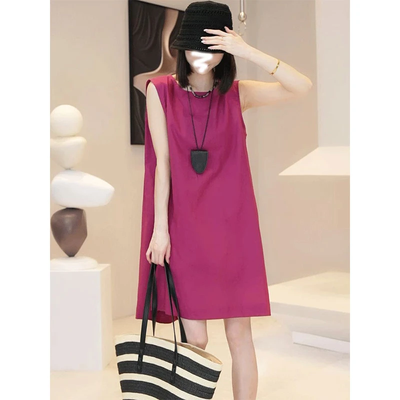 法式高级感镂空露背无袖连衣裙2025新款夏季宽松小个子a字短裙女