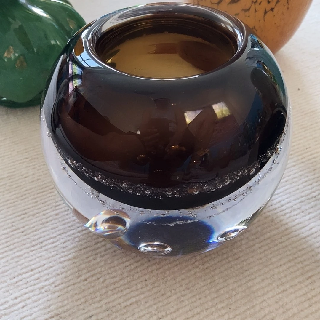 茶色琉璃气泡摆件家居花瓶