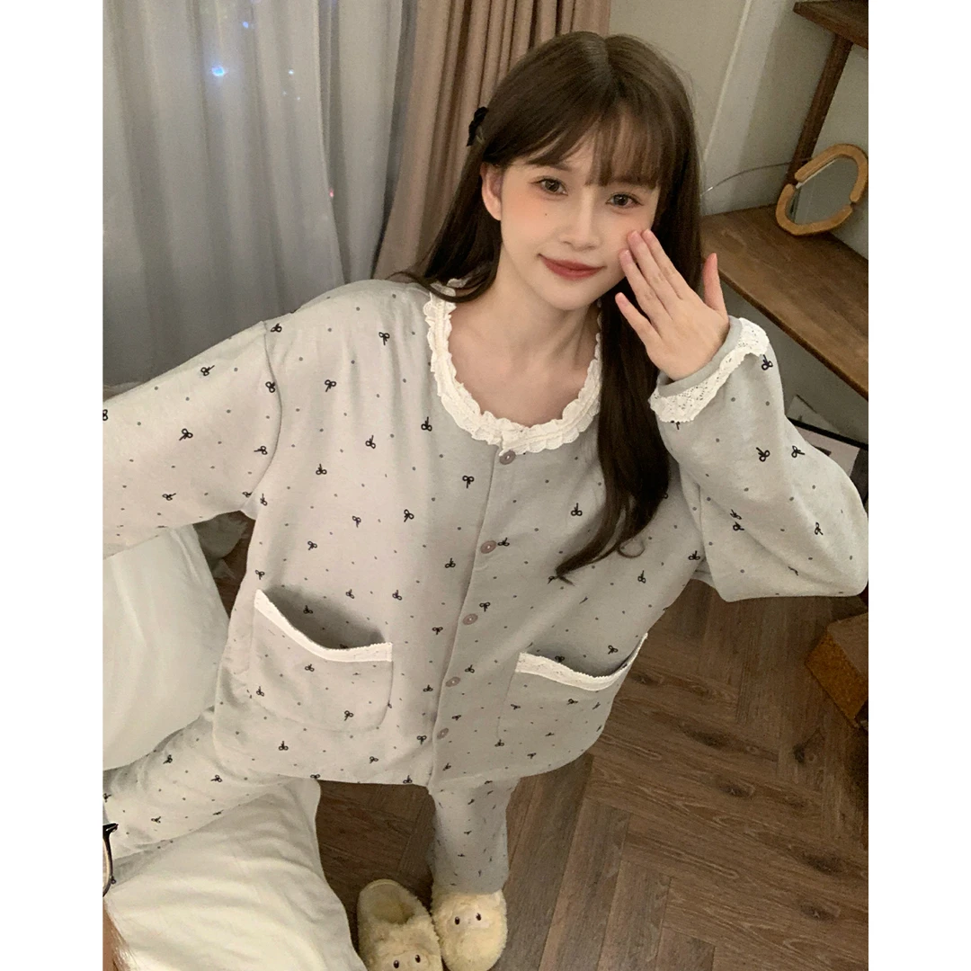 秋冬季睡衣女款爆款2025新款可外穿保暖羊绒家居服加绒加厚两件套