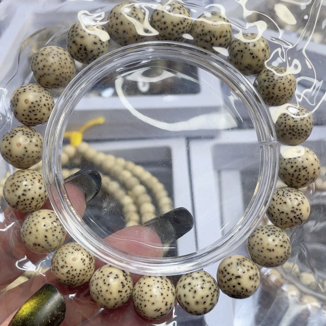 手串星月菩提石玉料糯冰圆珠尺寸11.5